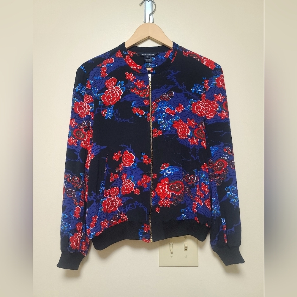 French Connection floral Bomber Jacket size 8